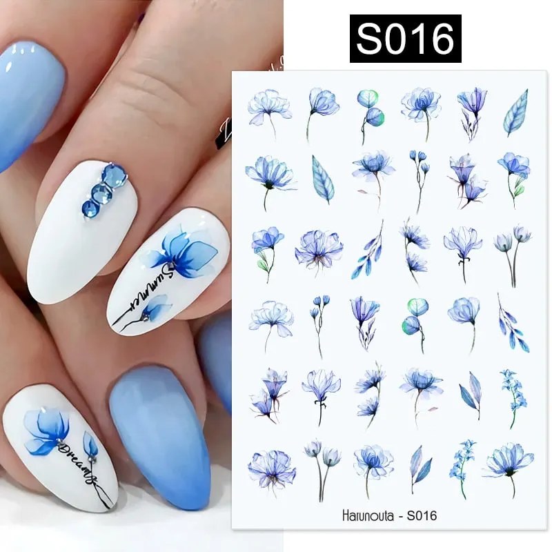 Geometric Lines Flowers Leaves 3D Nail Sticker Figure Woman Face Pattern Special Self Adhesive Nail Art Decals Manicures Sliders-Nail Inspo