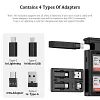 JJC Memory Card Reader 3 in 1 Portable Travel UHS-II SD MicroSD Card Case Holder Type-C USB 3.1 Data Cable External Card Reader Adapter with USB C to USB Lighting OTG Adapter Converter