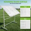 [US Local Warehouse] Mobile Double-Sided Soccer Coaching Board Height Adjustable Whiteboard with Wheels Dry Erase Board with Magnets Pen & Eraser for Coaches (Football)