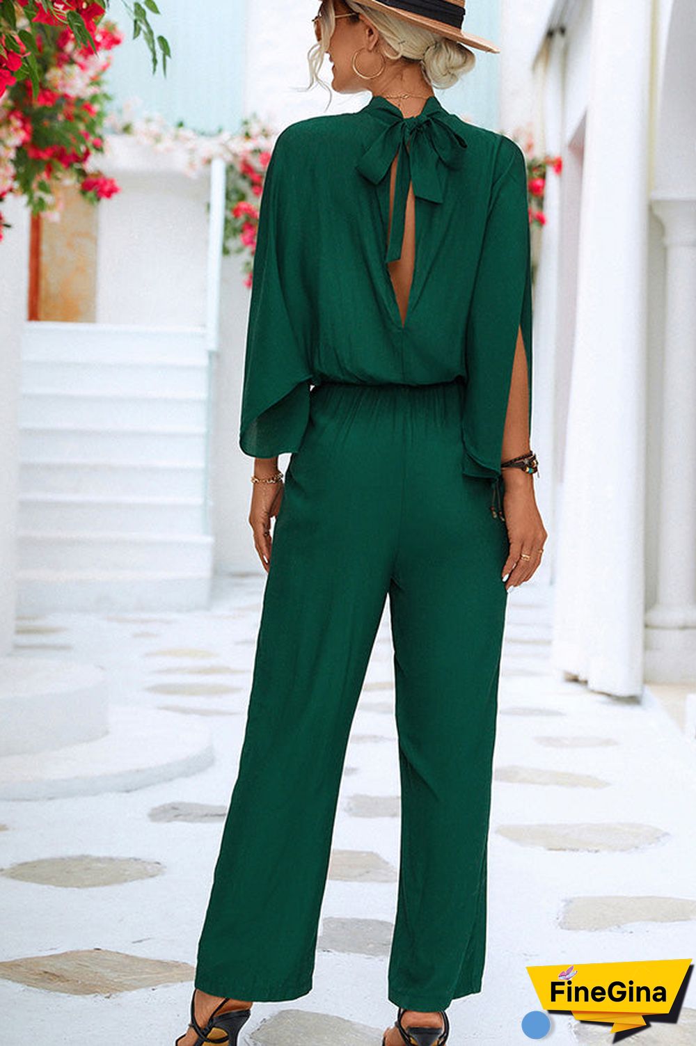 Pleated Solid Color High Waist Jumpsuit