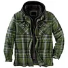 Men's Classic Flannel Retro Plaid Shirt Hooded Jacket Coat