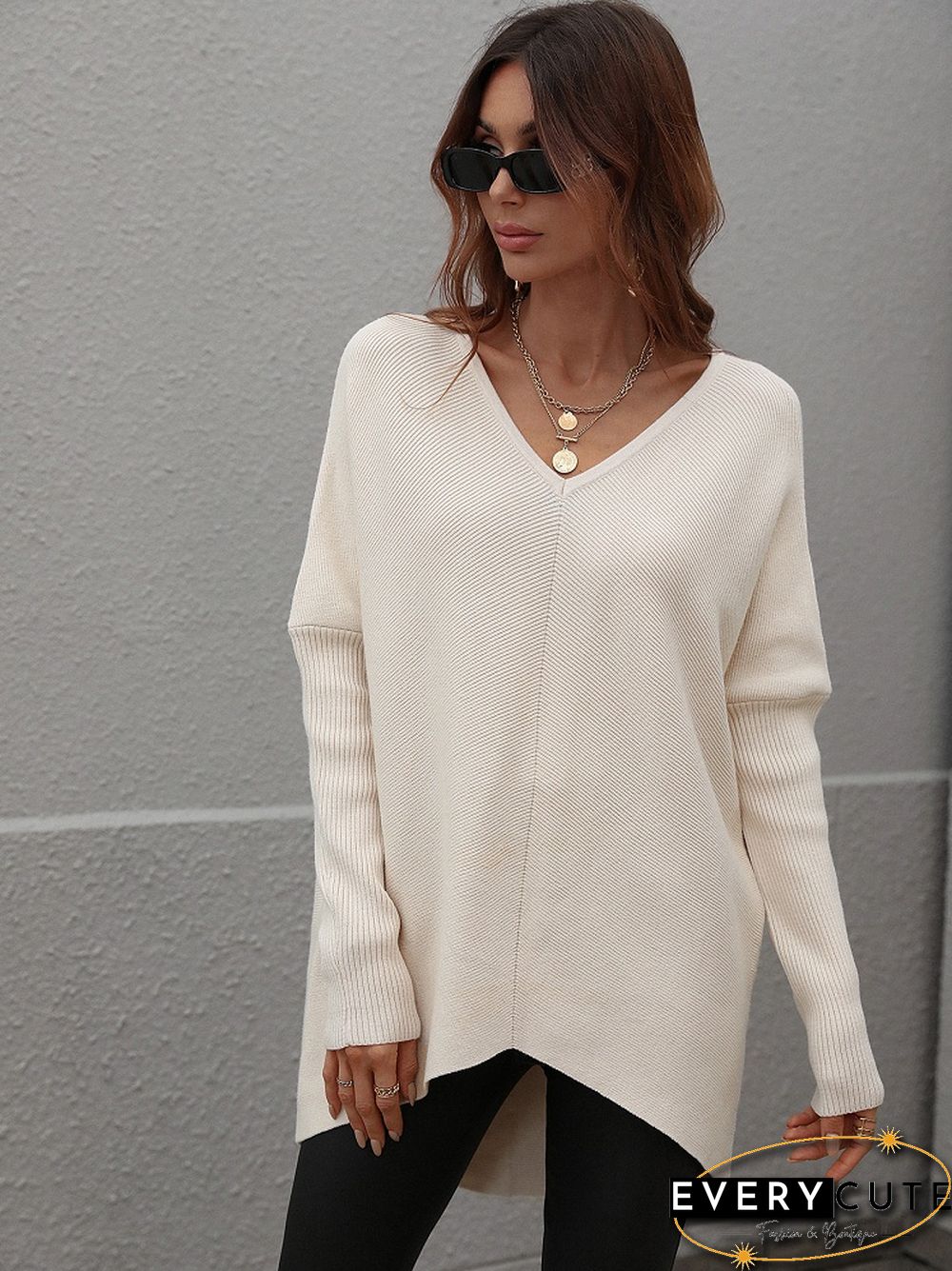 Knit Sweater Pullovers For Women Sweaters Fashion New Solid V Neck Backless Knitwear Tops Long Sweater Women's Full
