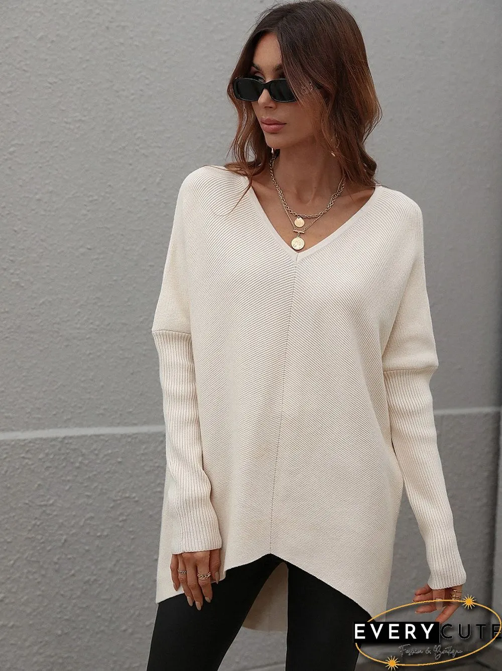 Knit Sweater Pullovers For Women Sweaters Fashion New Solid V Neck Backless Knitwear Tops Long Sweater Women's Full