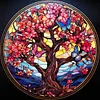 (Stamped/Counted) Glass Painting-Tree Of Life-18CT Cross Stitch 30*30cm/11.81*11.81in