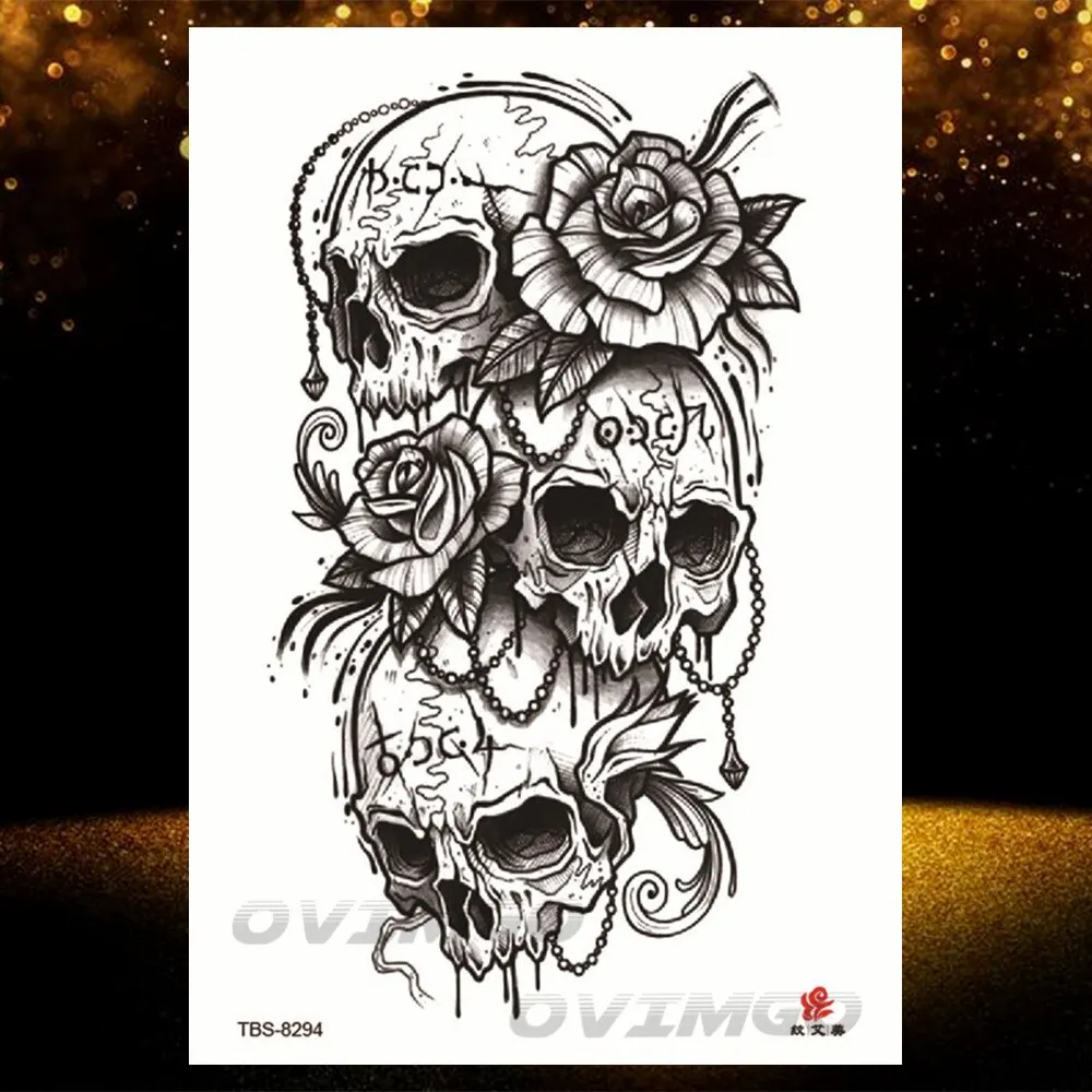 Sdrawing Lotus Flower Temporary Tattoos Fake Jewelry 3D Beauty Rose Tattoo Sexy Body Art Arm Painting Tatoo Sticker For Women