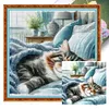 (Counted/Stamped)Cat Sleeping Under The Quilt-11CT Cross Stitch 40*40cm/15.75*15.75in