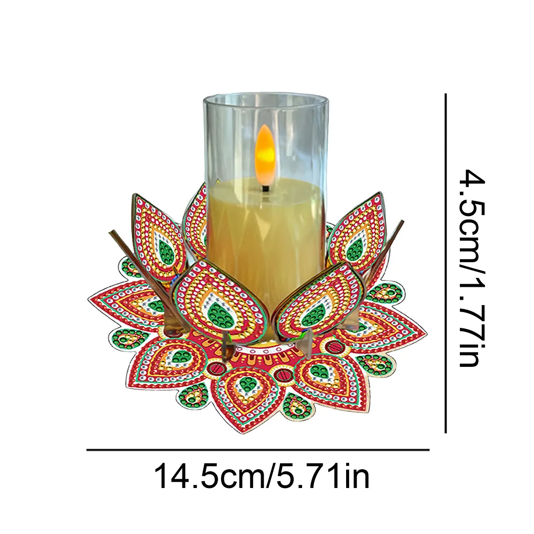 Mandala Lotus-J Acrylic DIY Diamond Painting Candle Holders Without Candles Crystal Painting Tealight Candle Stand Table Centerpiece for Adults Beginners Home Party Decor