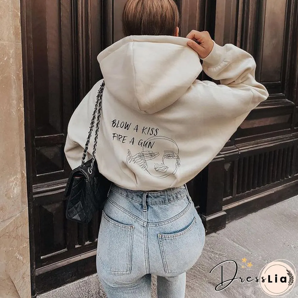 Modern Printed Color Long Sleeve Hoodie