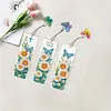 (US Local)3Pcs Special Shape Daisy Butterfly 5D DIY Diamond Painting Bookmark with Pendant Craft Kit