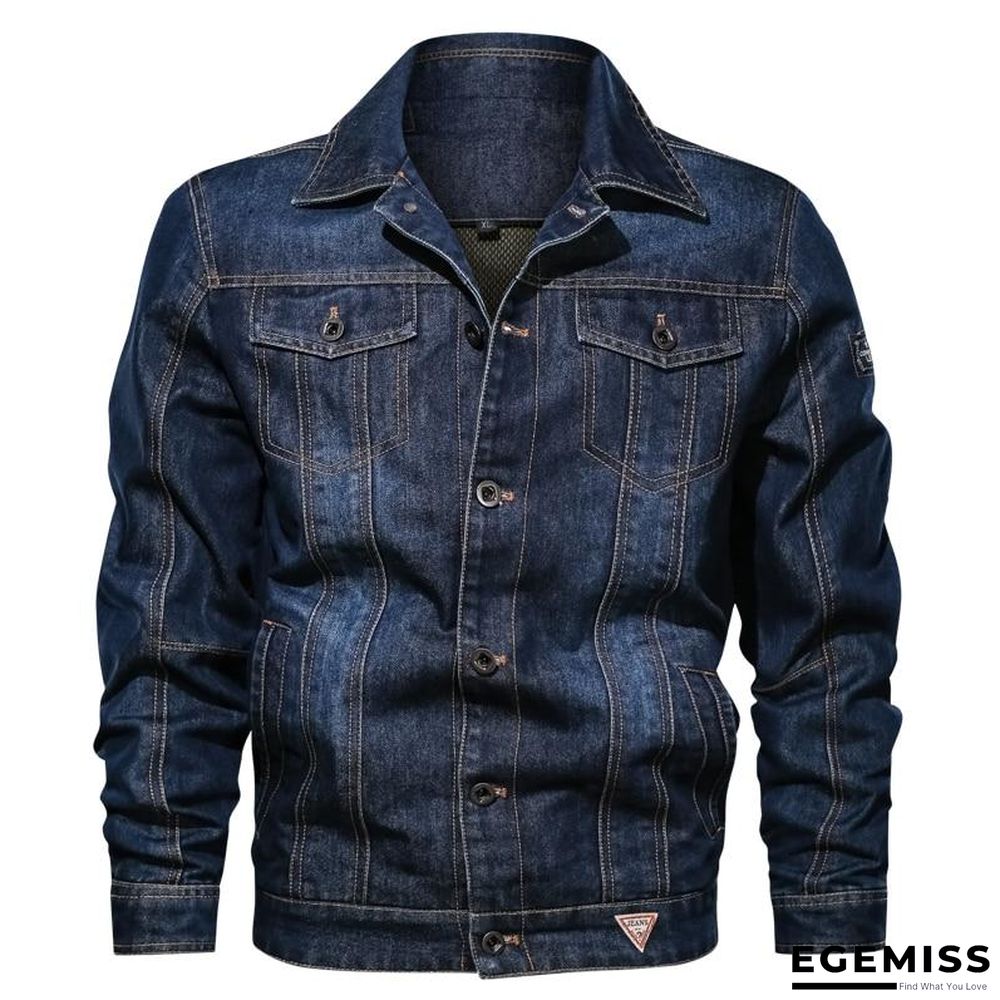 Denim Jacket Men's Lapel Embroidery Casual Mens  Jeans Jackets Multi-pocket Male Cowboy Coats | EGEMISS