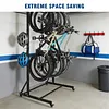 [US Local Warehouse] Mobile Freestanding Vertical Bike Rack with Locking Casters & 6 Hooks Bicycle Storage Vertical Bike Storage Stand Holds Up To 5 Bikes Height Adjustable for Garage Basement & Home