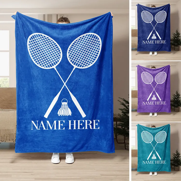 Personalized Badminton Blanket, Custom Name Soft Cozy Blankets | BKKid451