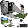 [US Local Warehouse] Golf Hitting Practice Net with 2 Side Barriers & Storage Bag 10x7ft Golf Hitting Aid Net Personal Driving Range for Backyard Driving Chipping Training Swing