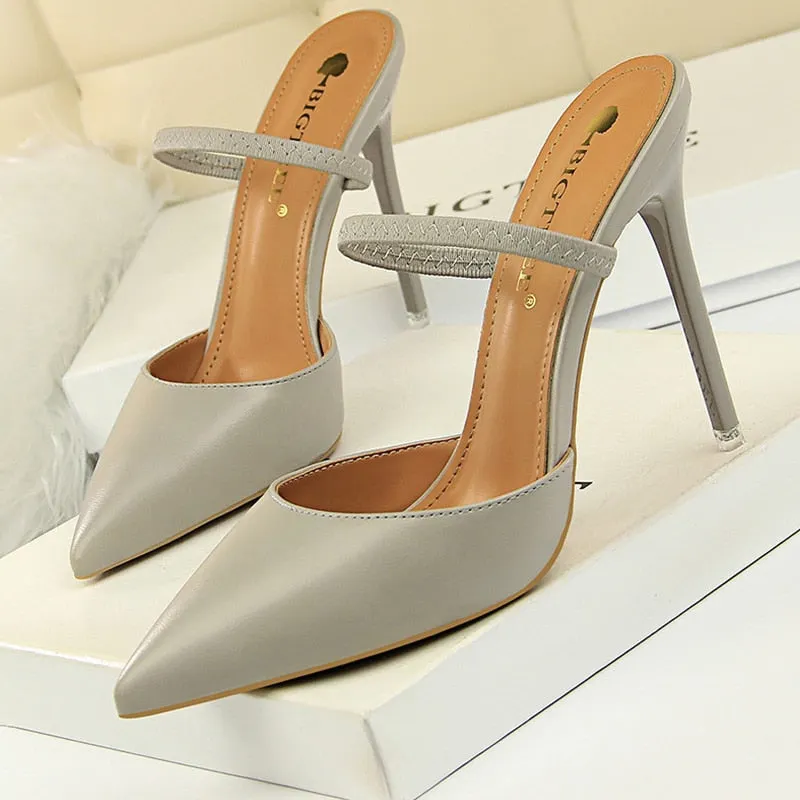 BIGTREE Shoes Rivet High Heels Woman Pumps Pu Leather Women Heels 9cm Sexy Party Shoes Black Red Apricot Wedding Shoes Female