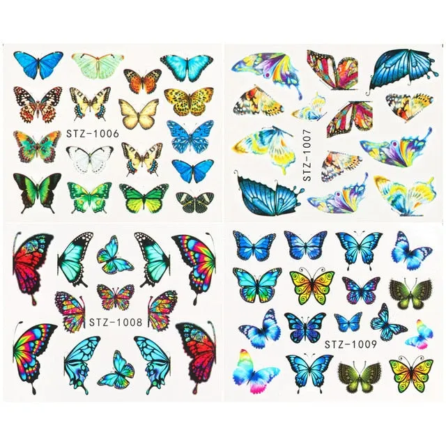 Nail Stickers 4Pcs/Set Water Transfer Multiple Colors Butterfly Designs Nail Decal Decoration Tips For Beauty Salons-Nail Inspo