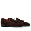 Men's Green Tassel Suede Loafers - Leather Sole