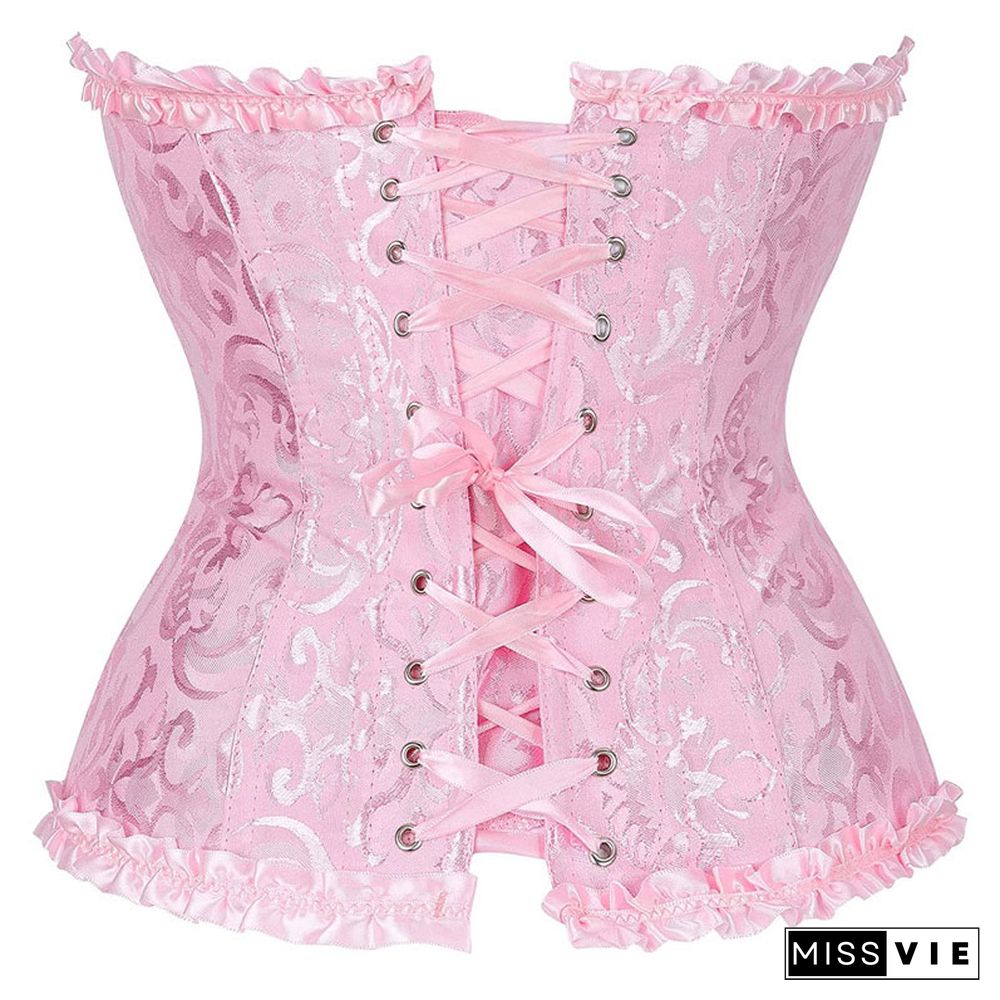 Button Front Bow-knot Sexy Corset Tops