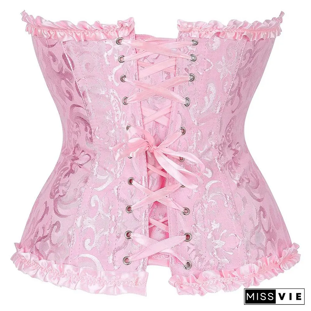Button Front Bow-knot Sexy Corset Tops
