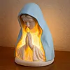 Virgin Mary Prayer Night Light Resin Virgin Mary Catholic Decor Table Lamp Handcrafted Home Decoration Desk Accessories for Reading
