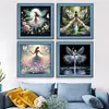 4 PCS Girl - Full Embroidery 3 Strands 11CT Stamped Cross Stitch - 45*45CM