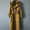 Lengthen Loose Trench Mens Large Size 2022 Autumn New Turn-Down Collar Over Knee Double Breasted Solid Long Outerwear Male
