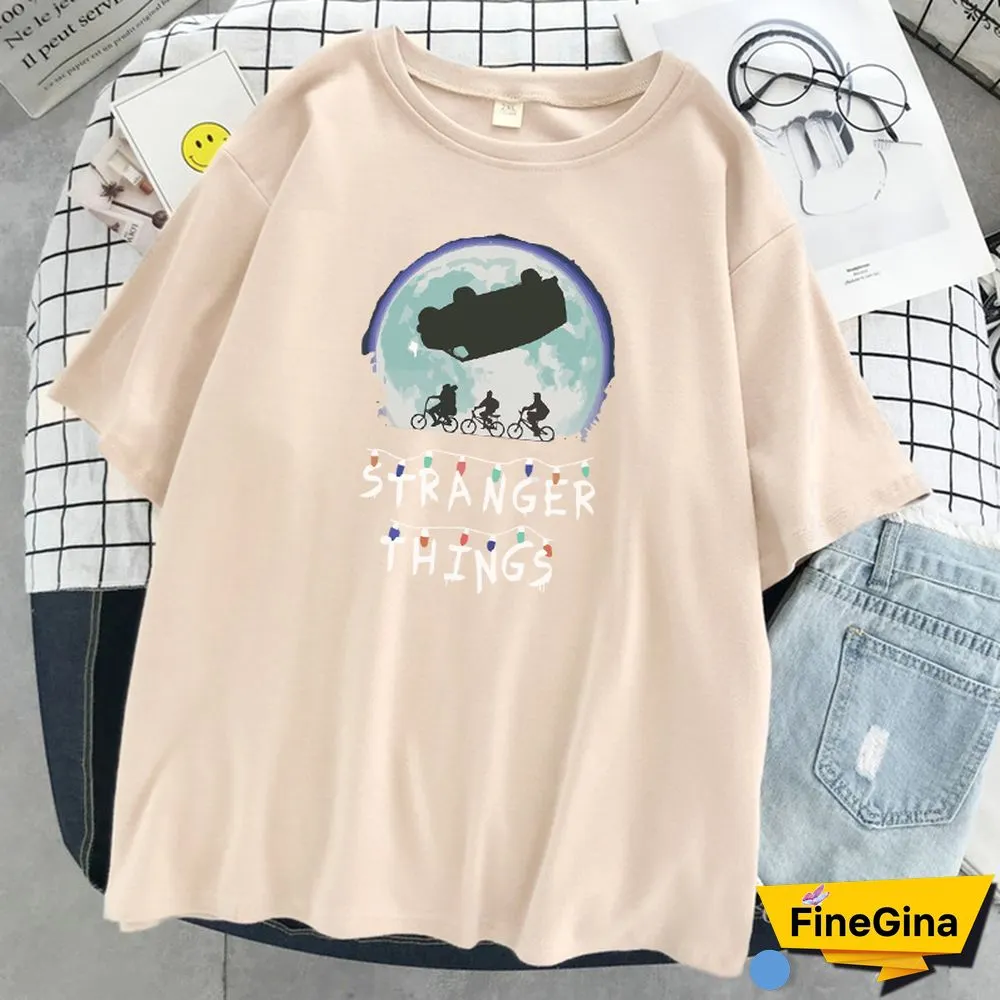 Science Fiction Thriller Stranger Things Print T Shirt Women O-Neck Loose T-Shirt Summer Soft T-Shirt Hip Hop Casual T Shirts