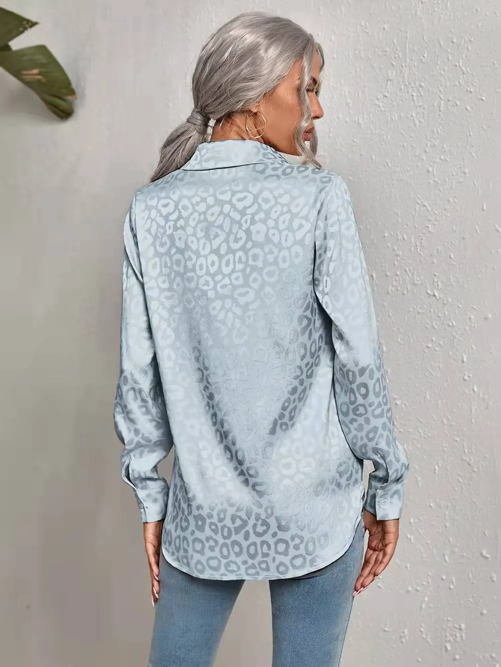 Back to school  Women Leopard Print Luxury Blouse Spring Summer Long Sleeve Lapen Vintage Button Up Shirt Office Lady Satin Tunics Harajuku Top