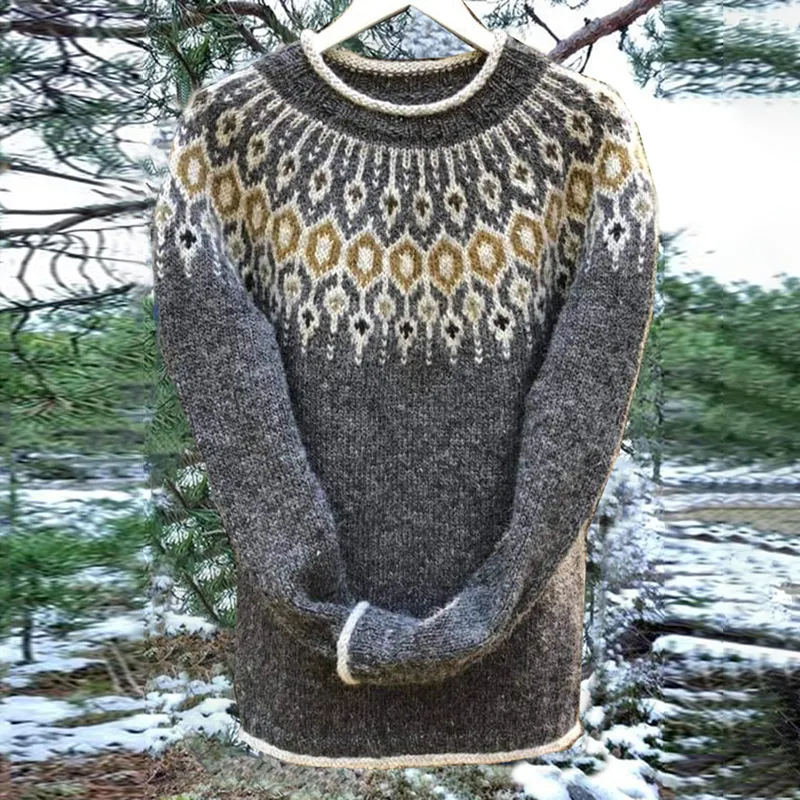 Vintage Icelandic Warm Knitted Jacquard Sweater (Unisex)