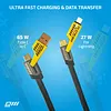 USB Cable Multi Charging Cord: 100W 4FT Black Braided Flat Cable 4-in-1 with AC Type Micro Lightning Plug &ndash; Fast Charging and Data Transfer EDC