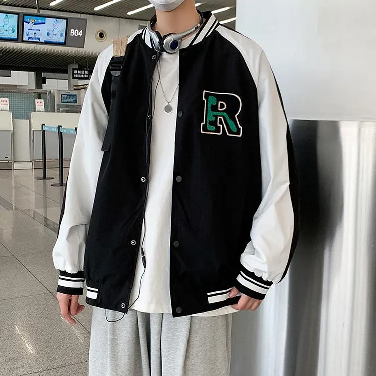 Varsity Jacket For Men Baseball Jackets Spring Fashion Unisex Casual Fashionable Long-Sleeved Coat