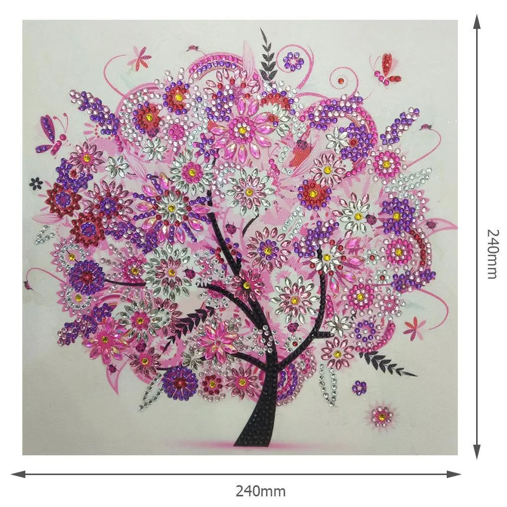 Diamond Painting - Special Shaped Drill - Pink Tree(30*30cm)