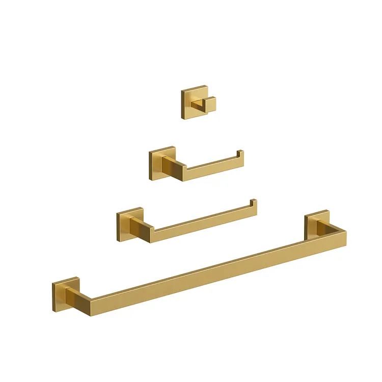 EVERSTEIN Stainless Steel Bathroom Towel Rack Set in Brushed Gold, 22" Length