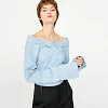 ONLY Brand 2018 NEW Summer fashion cotton boat neck mandarin sleeve cowboy retro-style solid color female shirt |117362503