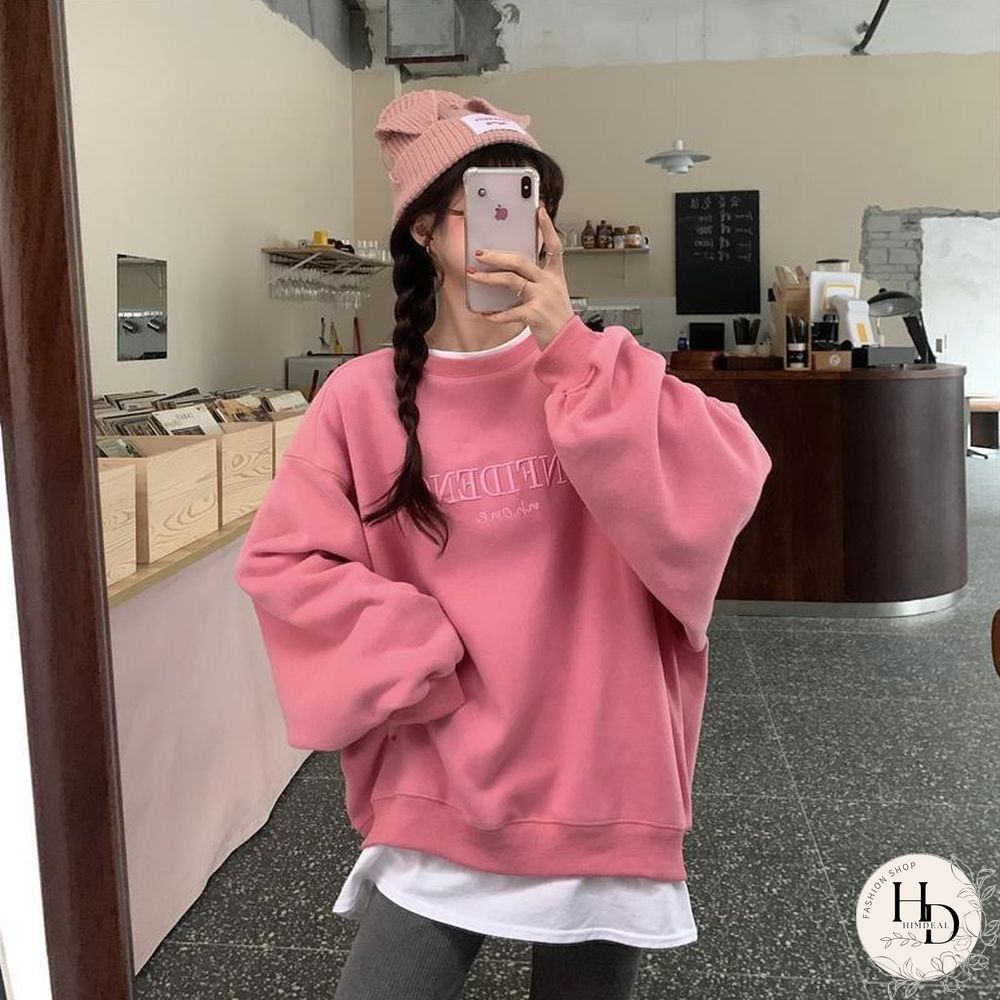 French Vintage Full Sleeve Sweatshirt Streetwear New Trendy Loose Fake Two Pullover 90S Embroidered Round Neck Women Hoodie