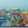 (Upgrade Size)DIY Diamond Painting Double Sided Effect Stained Glass Panel Decorative Home Garden Decoration Hanging Kit(Turtle)