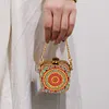 (US Local)Mandala Diamond Painting Mirror Bag Rhinestone Jewelry Box for Women (Gold)