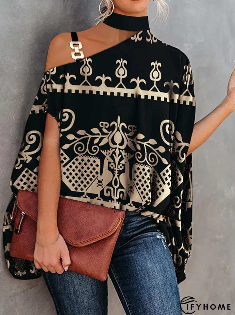 Abstract One Shoulder Casual T-Shirt | IFYHOME