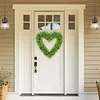 Heart Shaped Wreath Simulation Artificial Green Leaves Wreath for Front Door