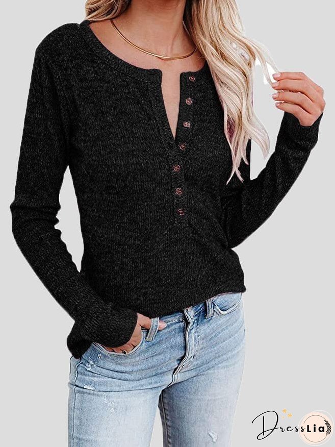 Casual Waffle Knit Henley Shirt