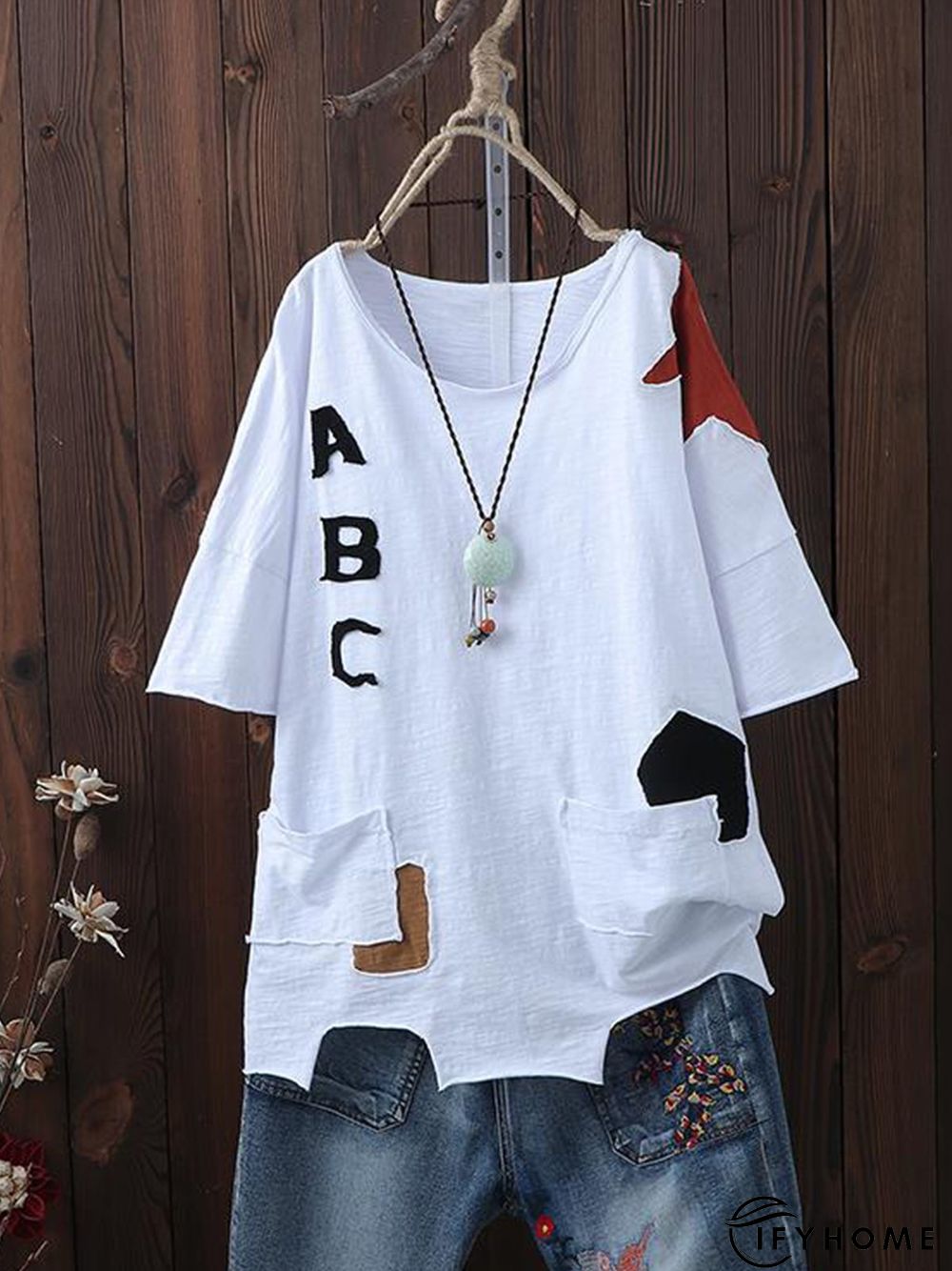Round Neck Paneled Casual Tops | IFYHOME