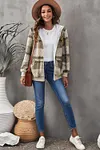Women's Plaid Fleece Hooded Coat
