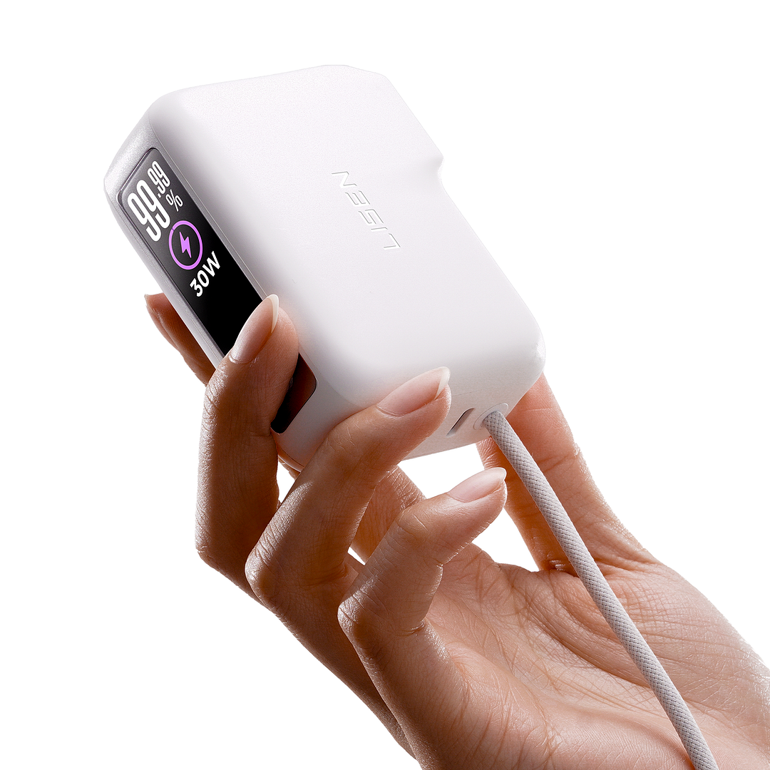 This 3-in-1 fast travel charger combines a 35W wall charger and a 27W power bank, and includes a built-in 3.3-foot USB-C cable and a foldable plug.
