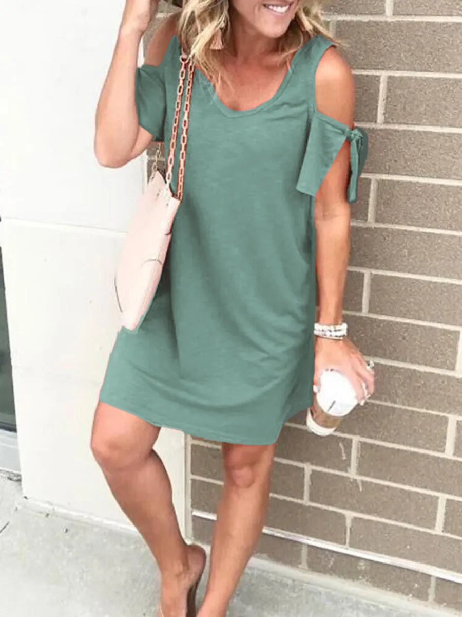 Fashion Off Shoulder Solid Color Casual Dresses