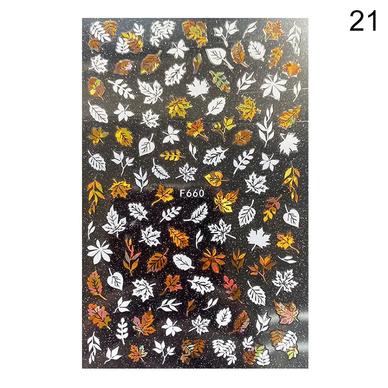 1 Sheet Leaves Geometry 3D Nail Art Stickers Sliders Mandala Flowers Leaf Adhesive Nail Decals Foil Decoration Manicuring Wrap