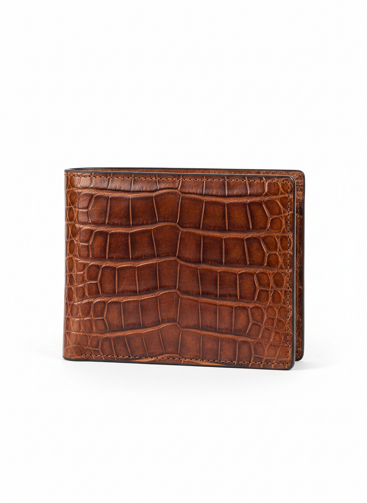 Heye Wings Rare Crocodile Leather Wallet with Hand-Patina