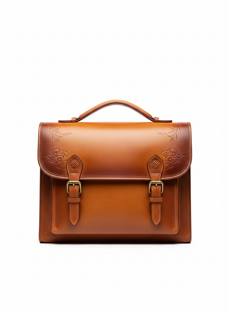 Heye Wings Italian Vegetable-Tanned Leather Briefcase with Chinese Aesthetic