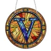 (Upgrade Size)DIY Double Sided Diamond Painting Alphabet Family Last Name Initial Sign Ornament with Chain Window Hanging Kit