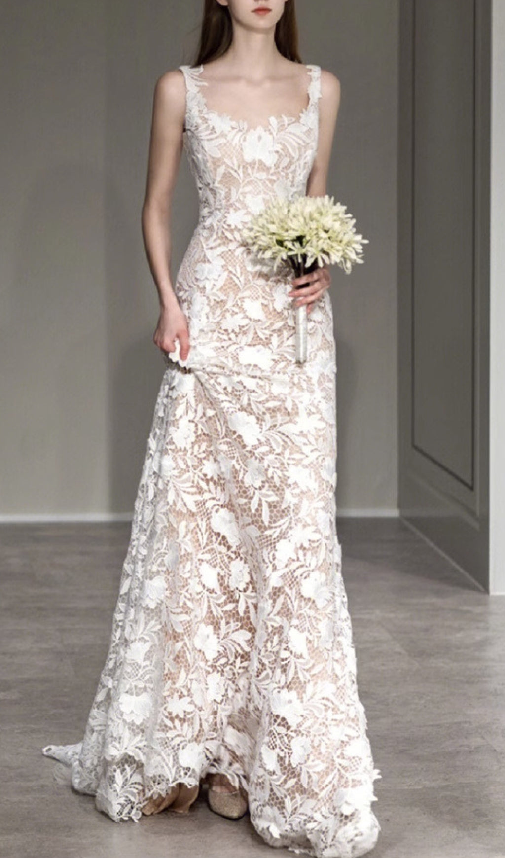 Fashionslee WomenAviana Flower Lace Wedding Dress
