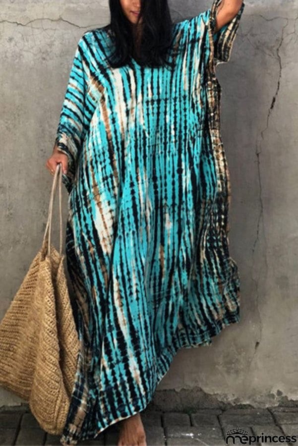 Live Freely Tie Dye Boho Loose Cover-up Dress