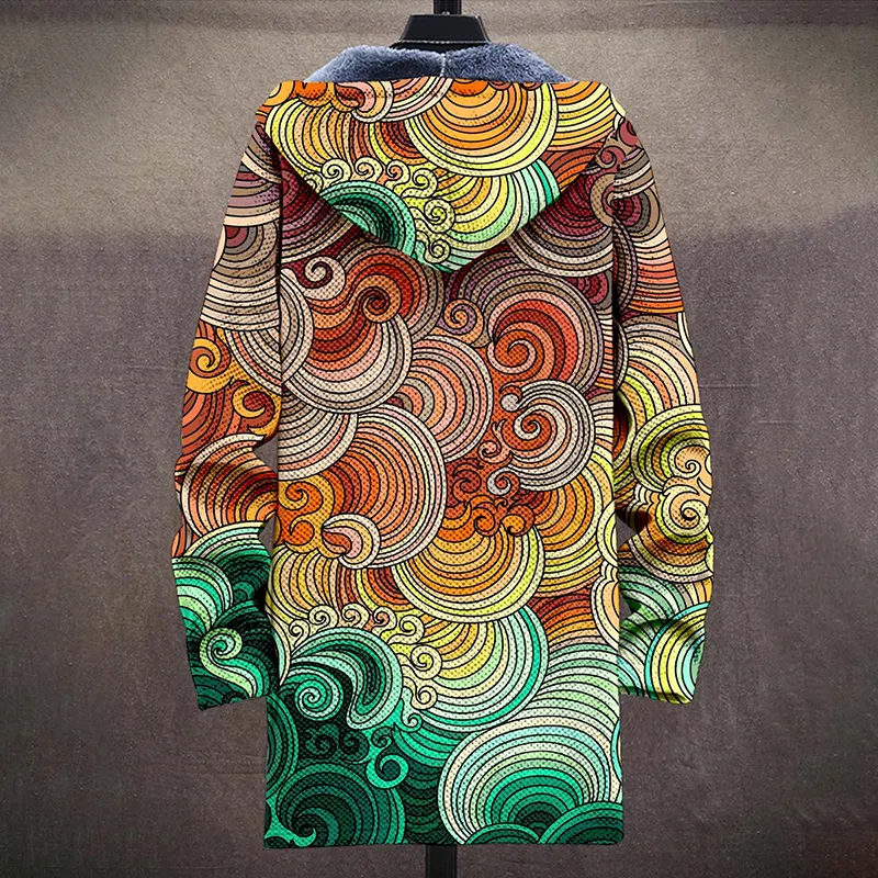 Retro Mandala Art Plush Long Sleeve Sweater Jacket Cardigan